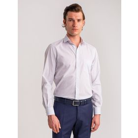 Dufy Beyaz Lacivert Çizgili Pamuklu Regular Fit Erkek Gömlek