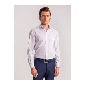 Dufy Beyaz Lacivert Çizgili Pamuklu Regular Fit Erkek Gömlek