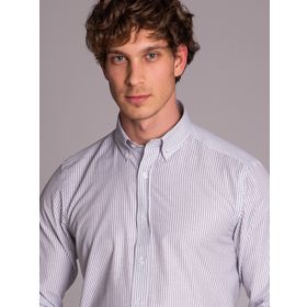 Dufy Gri Çizgili Regular Fit Erkek Gömlek