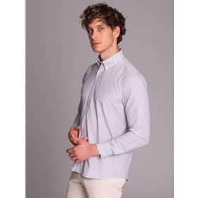 Dufy Gri Çizgili Regular Fit Erkek Gömlek