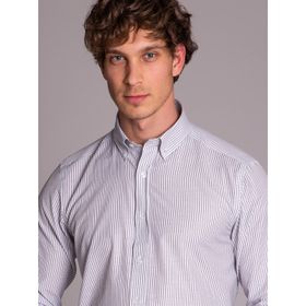 Dufy Gri Çizgili Regular Fit Erkek Gömlek
