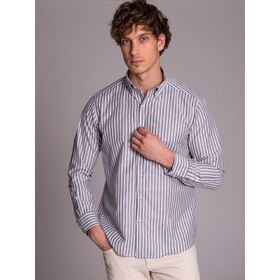 Dufy Gri Çizgili Regular Fit Erkek Gömlek