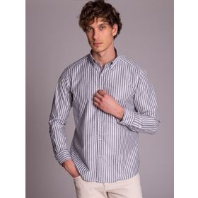Dufy Gri Çizgili Regular Fit Erkek Gömlek