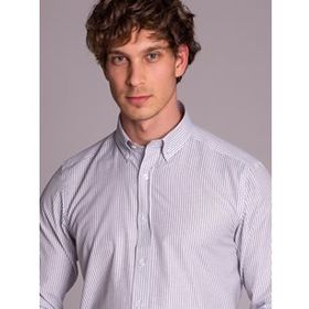 Dufy Gri Çizgili Regular Fit Erkek Gömlek
