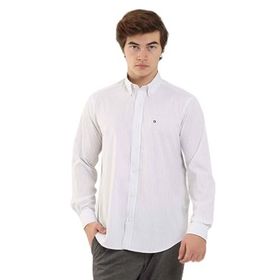 Dufy Hardal Erkek Regular Fit Çizgili Düğmeli Yaka Uzun Kol Gömlek - 97916