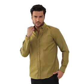 Dufy Hardal Erkek Slim Fit Düz Brent Düğmeli Yaka Uzun Kol Gömlek - 102454