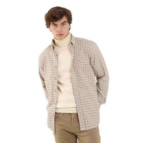 Dufy Kiremit Erkek Regular Fit Kareli Düğmeli Yaka Uzun Kol Oduncu Gömlek - 97896