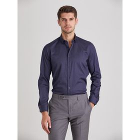 Dufy Lacivert Desenli Pamuk Slim Fit Erkek Gömlek