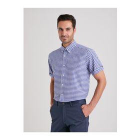 Dufy Mavı Ekose Regular Fit Erkek Gömlek