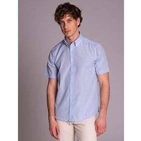 Dufy Mavı Ekose Regular Fit Erkek Gömlek
