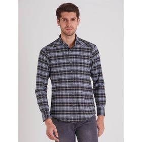 Dufy Sıyah Ekose Slim Fit Erkek Gömlek