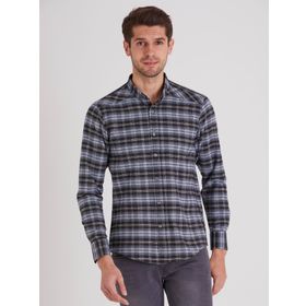 Dufy Sıyah Ekose Slim Fit Erkek Gömlek