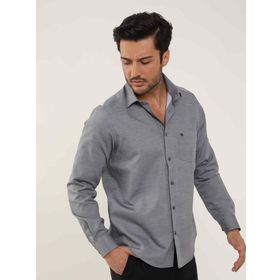 Dufy Siyah Erkek Regular Fit Melanj Desenli Brent Yaka Uzun Kol Gömlek - 104324