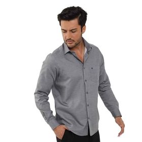 Dufy Siyah Erkek Regular Fit Melanj Desenli Brent Yaka Uzun Kol Gömlek - 104324