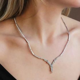 Düğüm Modeli Zirkon Taşlı Gümüş Gerdanlık