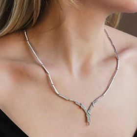 Düğüm Modeli Zirkon Taşlı Gümüş Gerdanlık