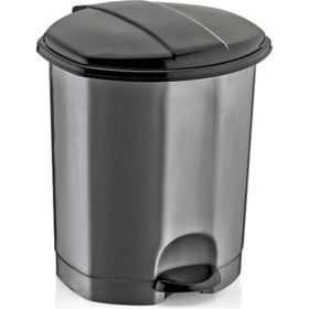 Dünya Gri - Siyah Pedallı Plastik 7 lt Çöp Kovası