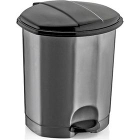 Dünya Gri - Siyah Pedallı Plastik 7 lt Çöp Kovası