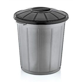 Dünya Gri - Siyah Yuvarlak Plastik 50 lt Çöp Kovası
