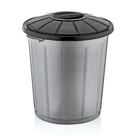 Dünya Gri - Siyah Yuvarlak Plastik 50 lt Çöp Kovası