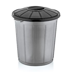 Dünya Gri - Siyah Yuvarlak Plastik 50 lt Çöp Kovası