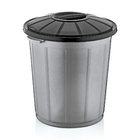 Dünya Gri - Siyah Yuvarlak Plastik 50 lt Çöp Kovası