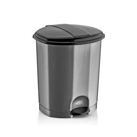 Dünya Krem - Kahverengi Pedallı Plastik 18 lt Çöp Kovası
