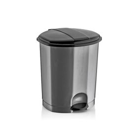 Dünya Krem - Kahverengi Pedallı Plastik 18 lt Çöp Kovası