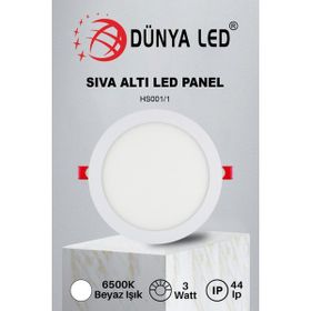 Dünya Led Hs.001/1 3w Sıva Altı Yuvarlak Spot 6500K Beyaz Işık Driver LED Panel
