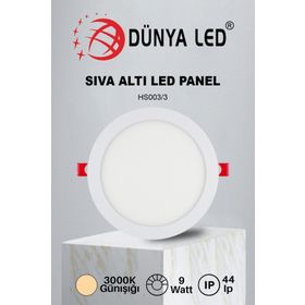 Dünya Led Hs.003/3 9W Sıva Altı Yuvarlak Spot 3000K Günışığı Driver LED Panel