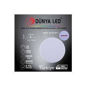 Dünya LED HS.061/1 18W Sıva Altı Backlight 6500K Beyaz Işık LED Panel