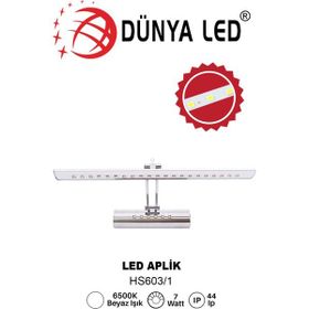 Dünya Led HS.603/1 5W LED Krom Aplik 6500K Beyaz Işık Banyo Tablo Yatak Başı Aydınlatması