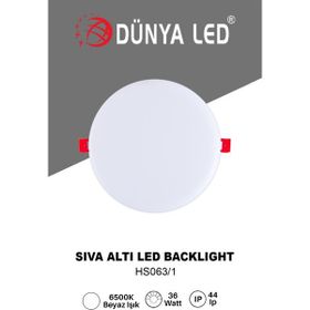 Dünya Led HS063/1 36W Delik Çapı Ayarlanabilir Sıva Altı Backlıght Spot 6500K Beyaz Işık Driver LED Panel
