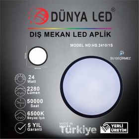Dünya Led HS2410/1-S 24W Siyah Kasa LED Glob Armatür 6500K Beyaz Işık
