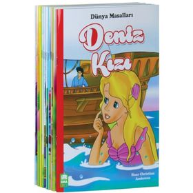 Dünya Masalları Seti 1 ve 2 Sınıflar İçin Eğik el Yazılı 10 Kitap Takım - Büyük Boy - kollektif
