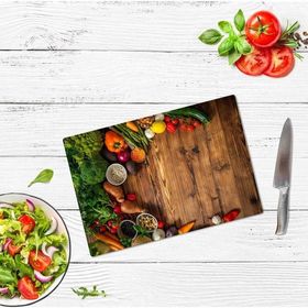 Dünya Plastik Sebze Desen Cam Kesme Tablası