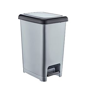 Dünya Slim Gri - Siyah Pedallı Plastik 40 lt Çöp Kovası