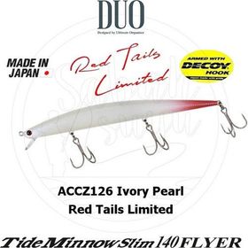 Duo 140 ACCZ126 Tide Minnow Slim Flyer Ivory Pearl Red Tail Sahte Balık