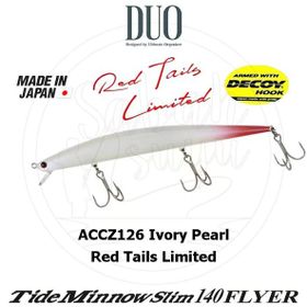Duo 140 ACCZ126 Tide Minnow Slim Flyer Ivory Pearl Red Tail Sahte Balık