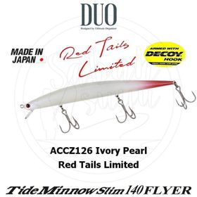 Duo 140 ACCZ126 Tide Minnow Slim Flyer Ivory Pearl Red Tail Sahte Balık