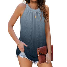 DUOEASE Halter Tank Tops Gradyanlar Gri Kolsuz Kadın Atlet