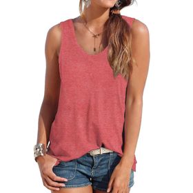 DUOEASE Scoop Kırmızı Kolsuz Kadın T-shirt