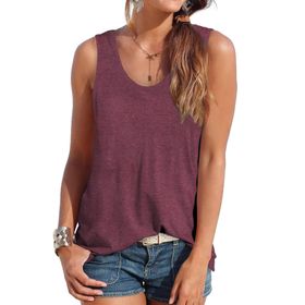 DUOEASE Scoop Kırmızı Şarap Kolsuz Kadın T-shirt