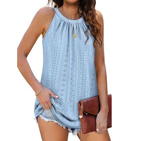 DUOEASE Tank Top Gök Mavisi Askılı Kolsuz Kadın T-shirt