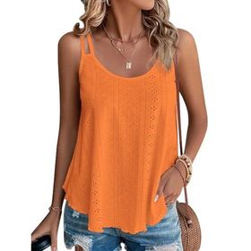 DUOEASE Tank Top Turuncu Kolsuz Spagetti Kadın T-shirt