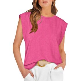 DUOEASE Top Pembe Basic Yuvarlak Yaka Kısa Kollu Kadın T-shirt