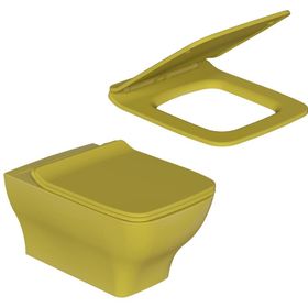 Dura Petra Limon Sarısı Asma Klozet Rimles Kanalsız ve Duroplast Yavaş Kapanır Kapak
