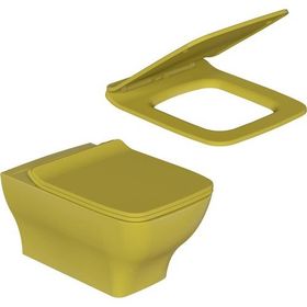Dura Petra Limon Sarısı Asma Klozet Rimles Kanalsız ve Duroplast Yavaş Kapanır Kapak