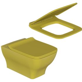 Dura Petra Limon Sarısı Asma Klozet Rimles Kanalsız ve Duroplast Yavaş Kapanır Kapak