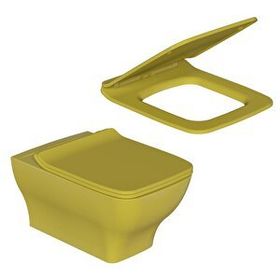 Dura Petra Limon Sarısı Asma Klozet Rimles Kanalsız ve Duroplast Yavaş Kapanır Kapak
